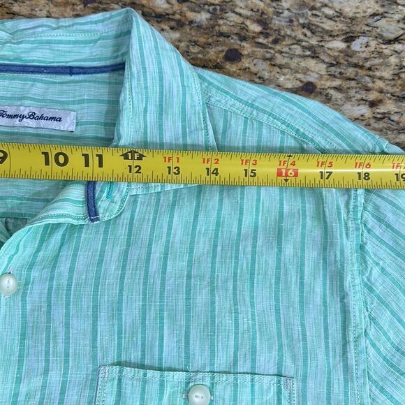 Tommy Bahama Sand Linen Surfside Stripe Linen Blend Camp Shirt Size M - Picture 7 of 9